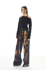 Black Gold Foil Straight Leg Jeans