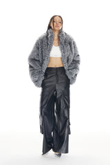 Grey Faux Fur Coat
