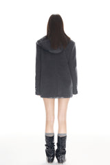 Grey Hooded Wool Blazer