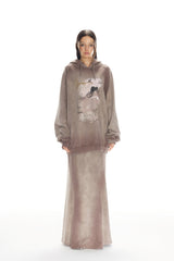 Waterwash Brown Long Skirt - Set