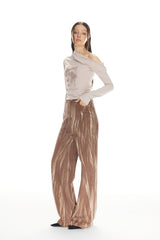 Pink Asymmetric Neckline Printed Top