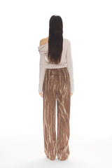 Pink Asymmetric Neckline Printed Top