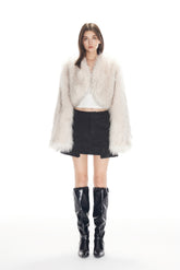 Beige Mink-effect Faux Fur Coat