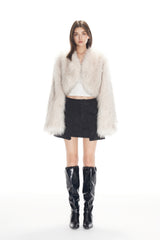 Beige Mink-effect Faux Fur Coat