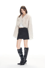 Beige Mink-effect Faux Fur Coat