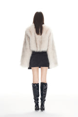 Beige Mink-effect Faux Fur Coat