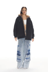 Rabbit Fur-Lined Parka Jacket