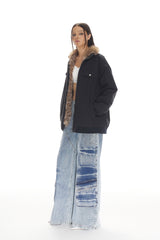 Rabbit Fur-Lined Parka Jacket