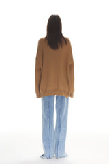 Brown Topstitch Single Pocket Cardigan