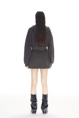 Dark Grey Starry Sky Rhinestone False Two-Piece Collar Hoodie - Set