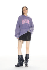 Waterwash Purple Distorted Logo Hoodie