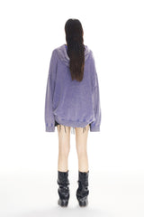 Waterwash Purple Distorted Logo Hoodie