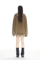 Waterwash Mustard Green Misplaced Logo Hoodie