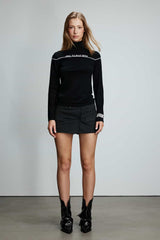 Black High-Neck Logo Base Layer Knit Top