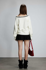 Yak Wool V-Neck Distressed Two-Piece Sweater Set