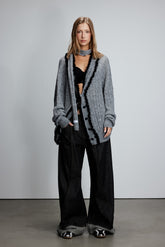 Grey Mohair Lace Trim Cardigan