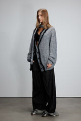 Grey Mohair Lace Trim Cardigan