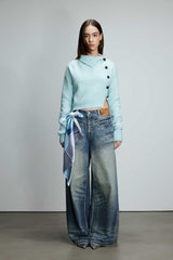 Mohair Asymmetric Lapel Cardigan