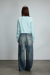 Mohair Asymmetric Lapel Cardigan