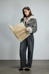 Grey Faux Fur Two-Piece Jacket Set