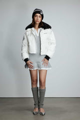 Black Fur Collar Silver Brushed Short Down Jacket