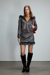 Retro Shearling Short Skirt