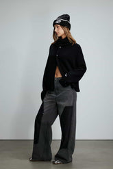 Embroidered Logo Color Block Trim Beanie