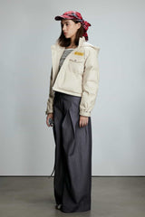 Beige PU Leather Down Jacket