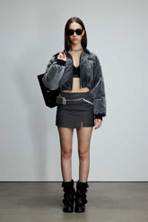 Tie-Dye Washed Leather Collar Down Jacket