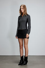False Two-Piece Striped Mini Skirt