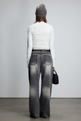 Grey & White Color Block Logo Top