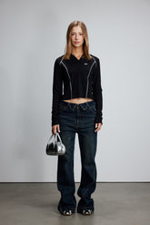 Topstitch Hooded Knit Top