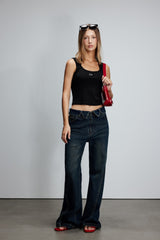 Black Embroidered Logo Tank Top