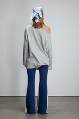 Grey Rhinestone Print Cold Shoulder T-Shirt