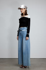 Asymmetric Waist Raw Hem Jeans