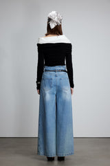Asymmetric Waist Raw Hem Jeans
