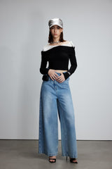 Asymmetric Waist Raw Hem Jeans
