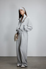 Grey Color Block Tech Mesh Zip Jacket