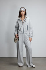 Grey Color Block Tech Mesh Zip Jacket