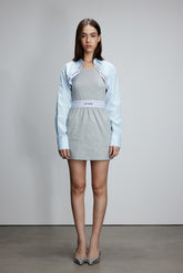 False Two-Piece Elastic Rib Shirt Dress