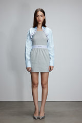 False Two-Piece Elastic Rib Shirt Dress