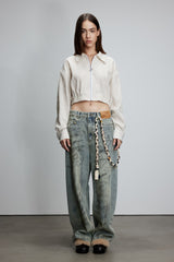 Textured Zip-Front Shirt