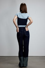 Contrast Square Neck Short Sleeve Top