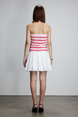 Knit Panel Bustier Pleated Dress