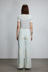 Asymmetric Neck Color Block Draped Tee