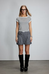 Stripe Panel Off-The-Shoulder Tee