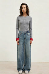 Gray Two-Piece Detail Layering Top