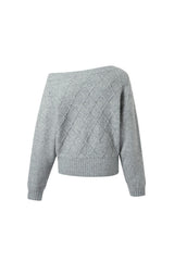 Argyle beaded off-shoulder relaxed knit sweater – Set