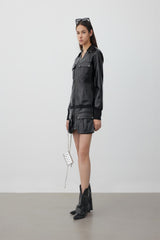 Black cargo-pocket zip-front knit dress