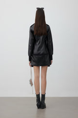 Black cargo-pocket zip-front knit dress